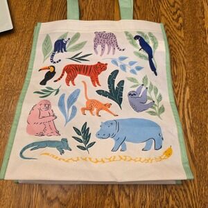 Kids Barnes and Noble Reusable Tote Bag Jungle Animals Zoo Eco Friendly Recycled